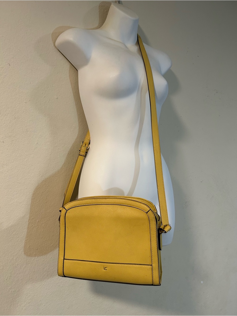 Liz Claiborne Yellow Saffiano Leather Crossbody Bag
